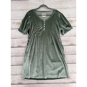 Evy's Tree The Anna Velvet Button Front Dress Womens XL Green